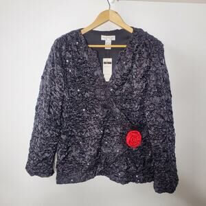 Jackie Jon Black Embellished Evening/Occasion Top/Blouse Size XL New with tags